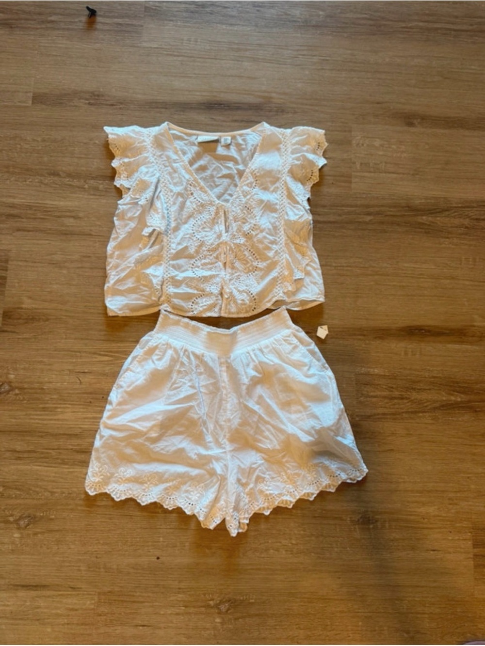 Calypso St. Barth White Eyelet Cotton Top & Shorts Set